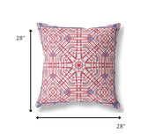 28? Red White Geostar Indoor Outdoor Throw Pillow