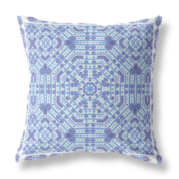 16? Cyan Blue Geostar Indoor Outdoor Throw Pillow