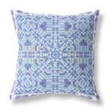 20? Cyan Blue Geostar Indoor Outdoor Throw Pillow