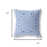 20? Cyan Blue Geostar Indoor Outdoor Throw Pillow