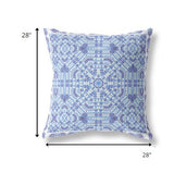 28? Cyan Blue Geostar Indoor Outdoor Throw Pillow