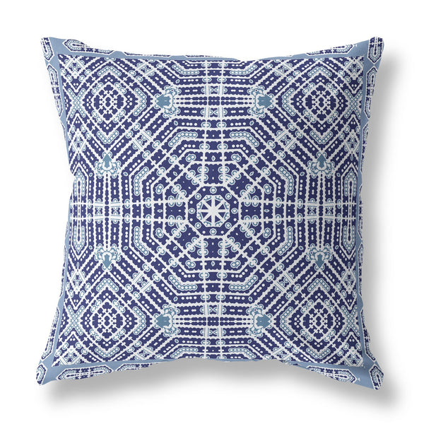 20? Indigo Blue Geostar Indoor Outdoor Throw Pillow