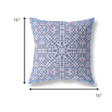 16? Lilac Blue Geostar Indoor Outdoor Throw Pillow