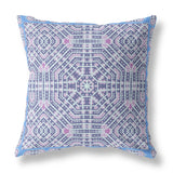 18? Lilac Blue Geostar Indoor Outdoor Throw Pillow