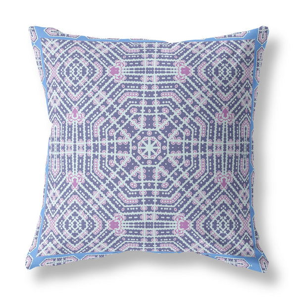 18? Lilac Blue Geostar Indoor Outdoor Throw Pillow