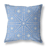 18? Blue White Geostar Indoor Outdoor Throw Pillow
