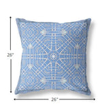 26? Blue White Geostar Indoor Outdoor Throw Pillow