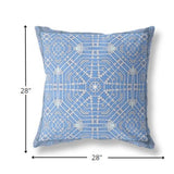 28? Blue White Geostar Indoor Outdoor Throw Pillow