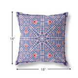 18? Blue Red Geostar Indoor Outdoor Throw Pillow