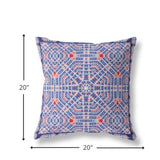 20? Blue Red Geostar Indoor Outdoor Throw Pillow