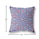 26? Blue Red Geostar Indoor Outdoor Throw Pillow