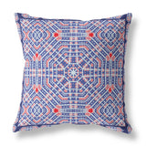 28? Blue Red Geostar Indoor Outdoor Throw Pillow