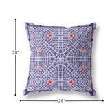 28? Blue Red Geostar Indoor Outdoor Throw Pillow