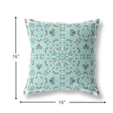 16? Aqua Geostar Indoor Outdoor Throw Pillow