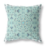 18? Aqua Geostar Indoor Outdoor Throw Pillow