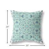20? Aqua Geostar Indoor Outdoor Throw Pillow