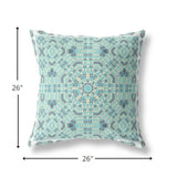 26? Aqua Geostar Indoor Outdoor Throw Pillow