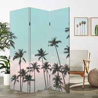 Tropical Palm Trees Room Three Panel Divider Screen