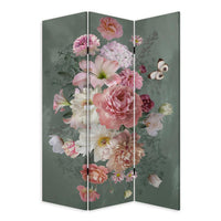 Romantic Floral Three Panel Room Divider Screen