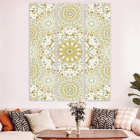 Blue Boho Mandala Three Panel Room Divider Screen