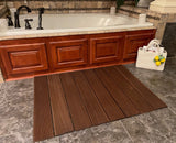 Brown Non Slip Wood Plank Bath Floor Mat