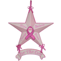 Set of Six Star Shaped Breast Cancer Awareness Christmas Ornaments
