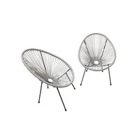 Set of Two Gray Mod Indoor Outdoor String Chairs