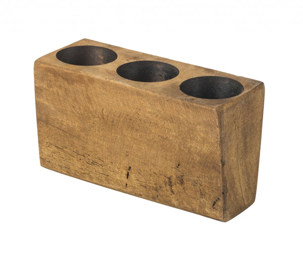 Distressed Maple Stain 7 Hole Sugar Mold Candle Holder