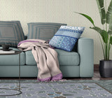 18” Blue White Patch Zippered Suede Throw Pillow