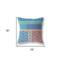 18” Blue Orange Patch Zippered Suede Throw Pillow