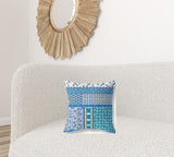 16? Turquoise Blue Patch Zippered Suede Throw Pillow