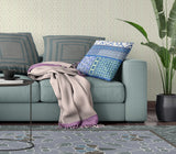 18? Turquoise Blue Patch Zippered Suede Throw Pillow