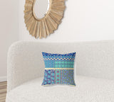 16? Navy Blue Patch Zippered Suede Throw Pillow