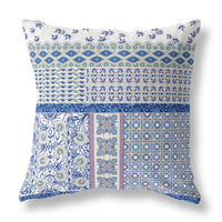 18? Blue Lavender Patch Blown & Closed Suede Throw Pillow