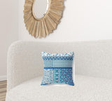 16? Blue White Patch Blown & Closed Suede Throw Pillow