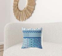 18? Blue White Patch Blown & Closed Suede Throw Pillow