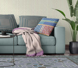 18? Blue Orange Patch Blown & Closed Suede Throw Pillow