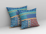 18? Blue Orange Patch Blown & Closed Suede Throw Pillow