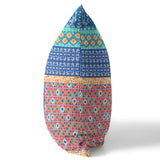 18? Blue Orange Patch Blown & Closed Suede Throw Pillow