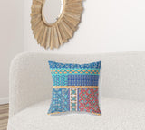 18? Blue Orange Patch Blown & Closed Suede Throw Pillow