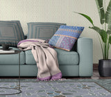 18? Blue Yellow Patch Blown & Closed Suede Throw Pillow