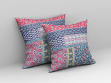 20? Pink Teal Patch Blown & Closed Suede Throw Pillow