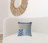 16? Navy Orange Patch Blown & Closed Suede Throw Pillow