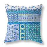 18? Turquoise Blue Patch Blown & Closed Suede Throw Pillow