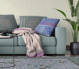 16? Navy Plum Patch Blown & Closed Suede Throw Pillow