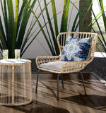 18? Indigo Blue Floral Geo Indoor Outdoor Zippered Throw Pillow