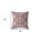 20"x20" Coral And Blue Zippered Broadcloth Geometric Throw Pillow