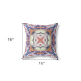 16"x16" Blue Orange Muted Yellow White Zippered Broadcloth Geometric Throw Pillow