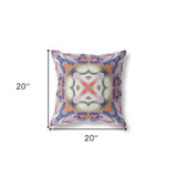 18"x18" Blue Orange Muted Yellow White Zippered Broadcloth Geometric Throw Pillow
