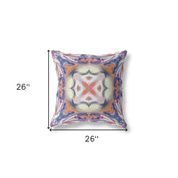 18"x18" Blue Orange Muted Yellow White Zippered Broadcloth Geometric Throw Pillow